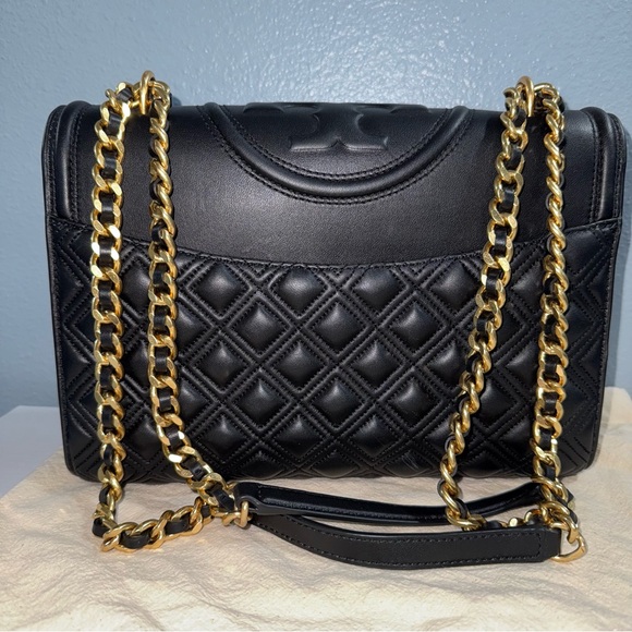 Tory Burch Black Quilted Shoulder Bag & Tory Burch Fleming Slim Wallet - Picture 6 of 16